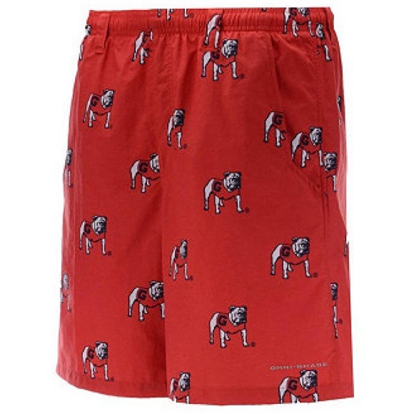 Columbia Boys Red University of Georgia  Bulldog Print swim trunks size Large - Picture 1 of 6